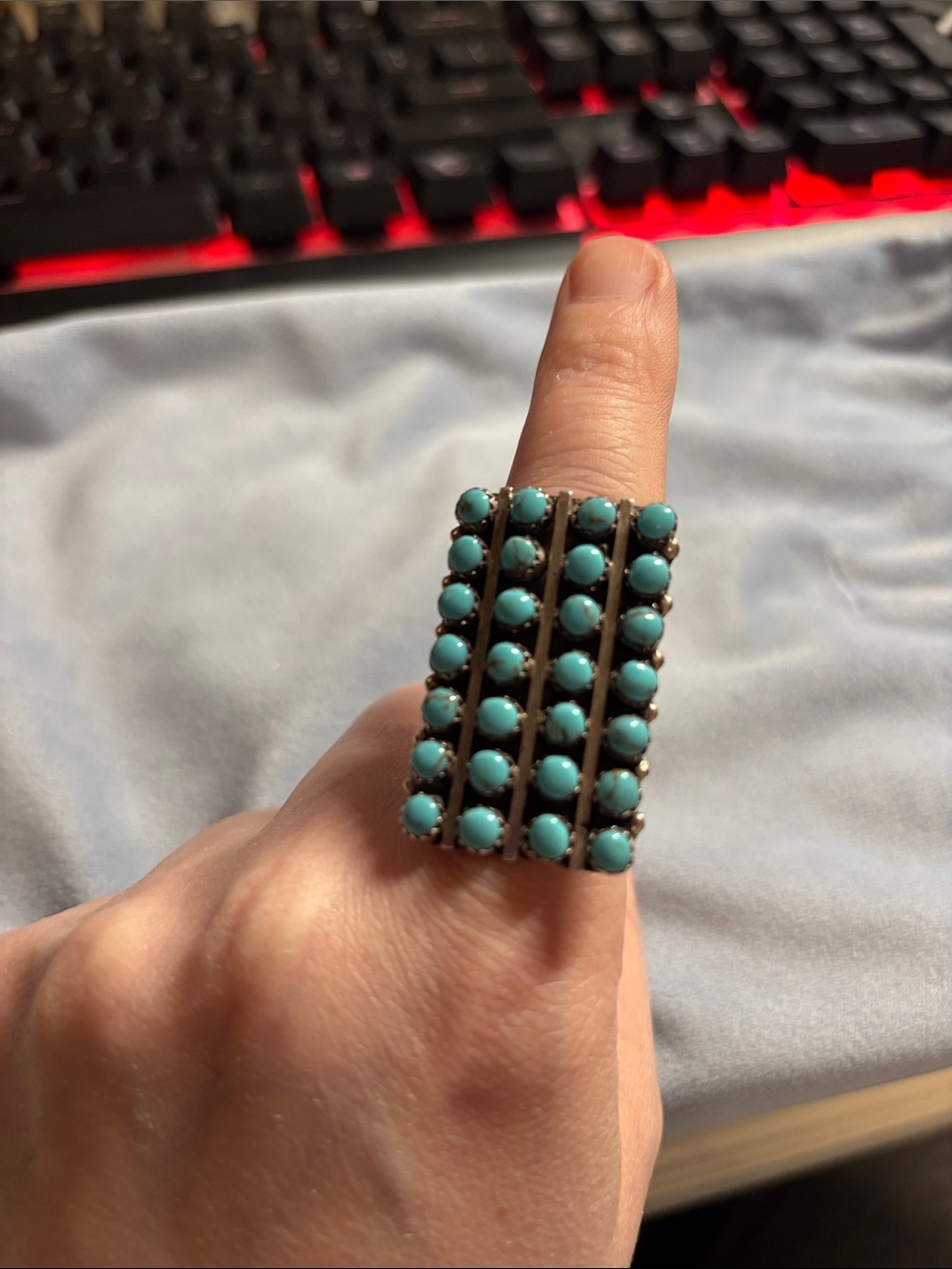 Davin Benally Navajo Marked Sterling Snake Eye Ring Size 9